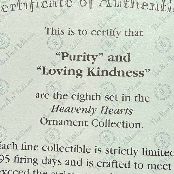 THE BRADFORD EDITIONS “Purity” and “Loving Kindness” Ornaments #1815A - Picture 3 of 10